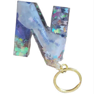 Trust Fortune N Resin Alphabet Letter  Keychain Sparkly Glitter Key Chain Bag …